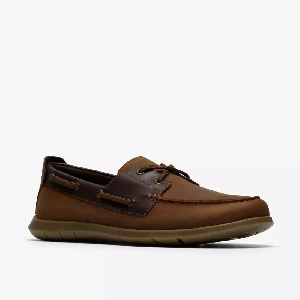 Clarks Flexway 26187414 Men's 13 D Brown Nubuck 2 Eye Low Top Boat Shoe LIQ1570